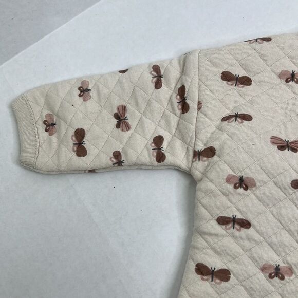 Little Planet by Carter’s 2 piece girl’s quilted butterfly cotton taupe set NWT - Picture 2 of 9